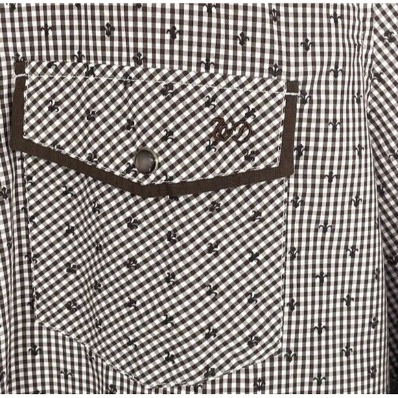 White Diamonds Boots Long Sleeve Snap Shirt Brown Western Wear MEDIUM - Picture 3 of 8
